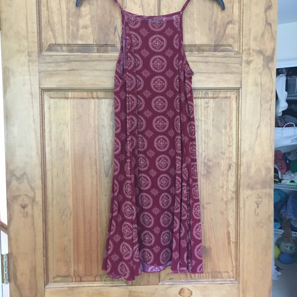 Red dress with tan detailing